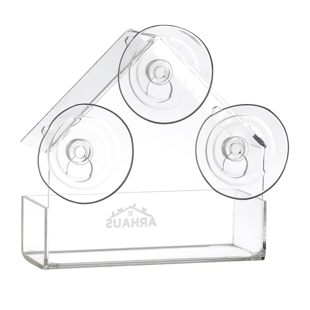 2 Glass Window Bird Feeder Stations Seed Mealworm Suction Cups Clear Perspex