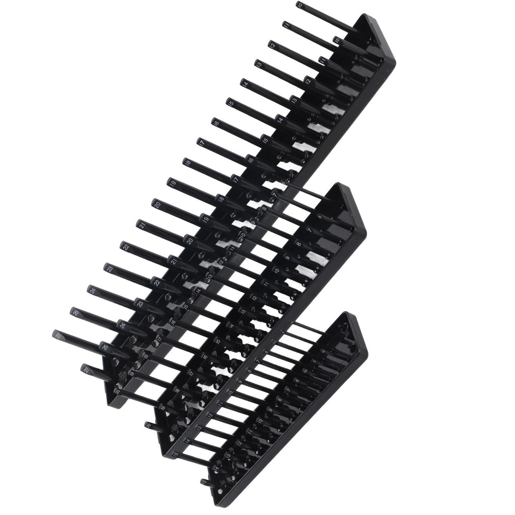 ▷3PCS 1/4in 3/8in 1/2in Socket Holder Organizer Black Storage Set For Toolboxes