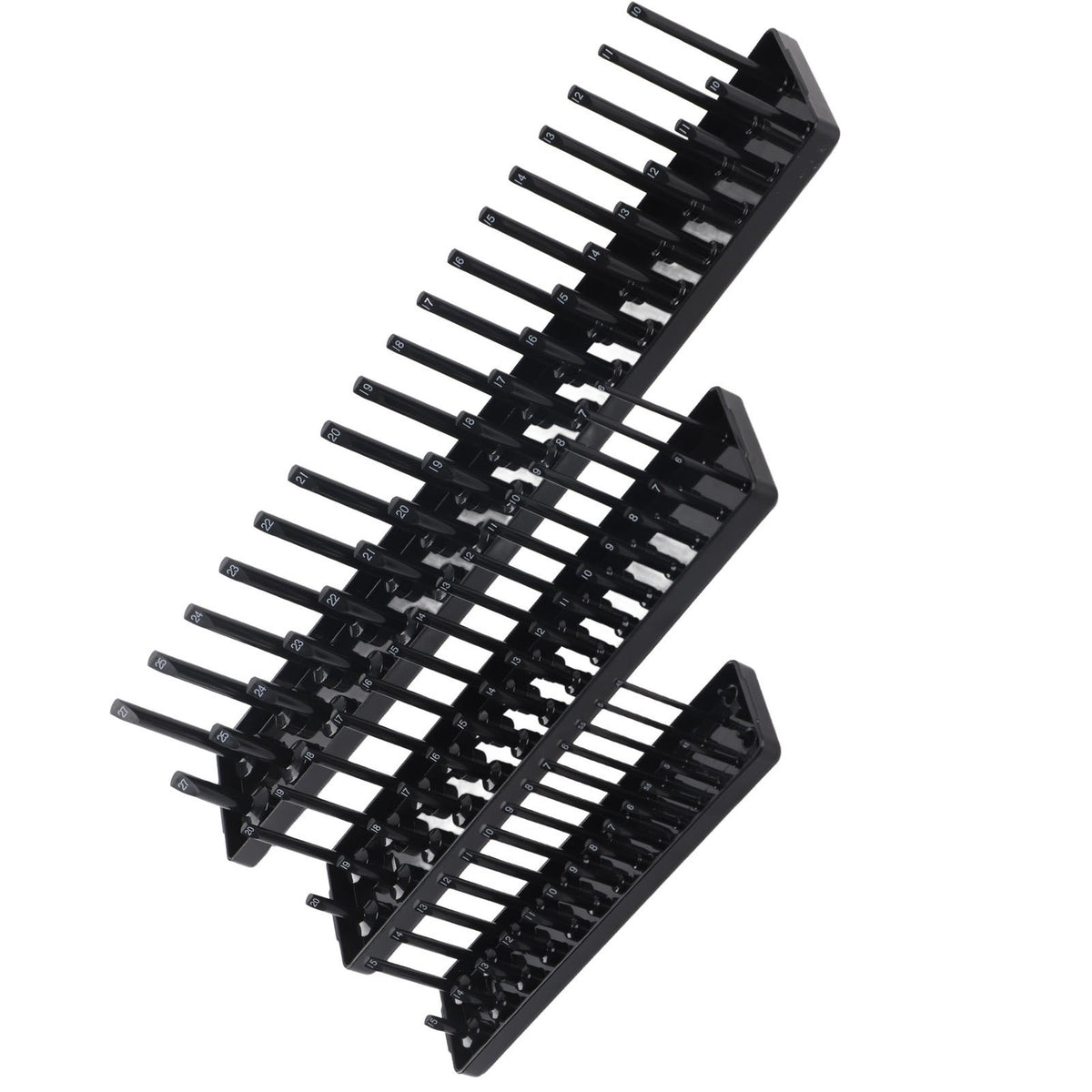 ▷3PCS 1/4in 3/8in 1/2in Socket Holder Organizer Black Storage Set For Toolboxes