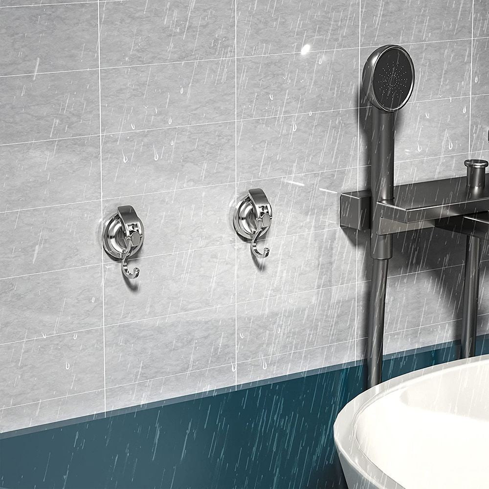 Install Heavy-Duty Suction Cup Hooks Bathroom Shower Organization Chrome-Plated