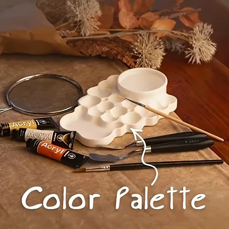 Palette White Plastic with Non-Slip Base  Grooved Surface Porous Mixing Area