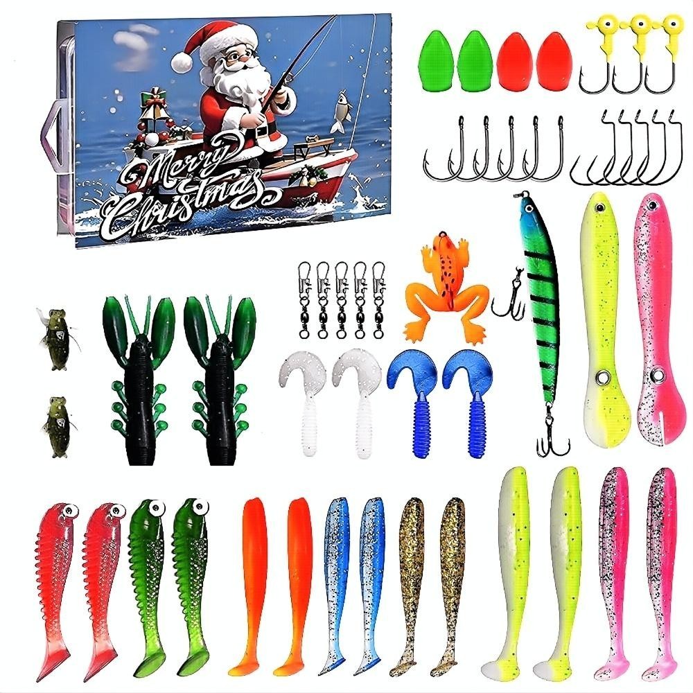2026 Christmas Fishing Advent Calendar 24 Days Fishing Lure Countdown Calendar
