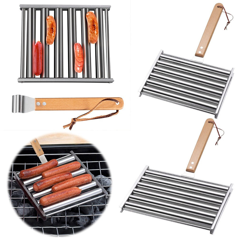 Stainless Steel Hot Dog Roller 5pcs Capacity For Barbecue Grill Cooking Use
