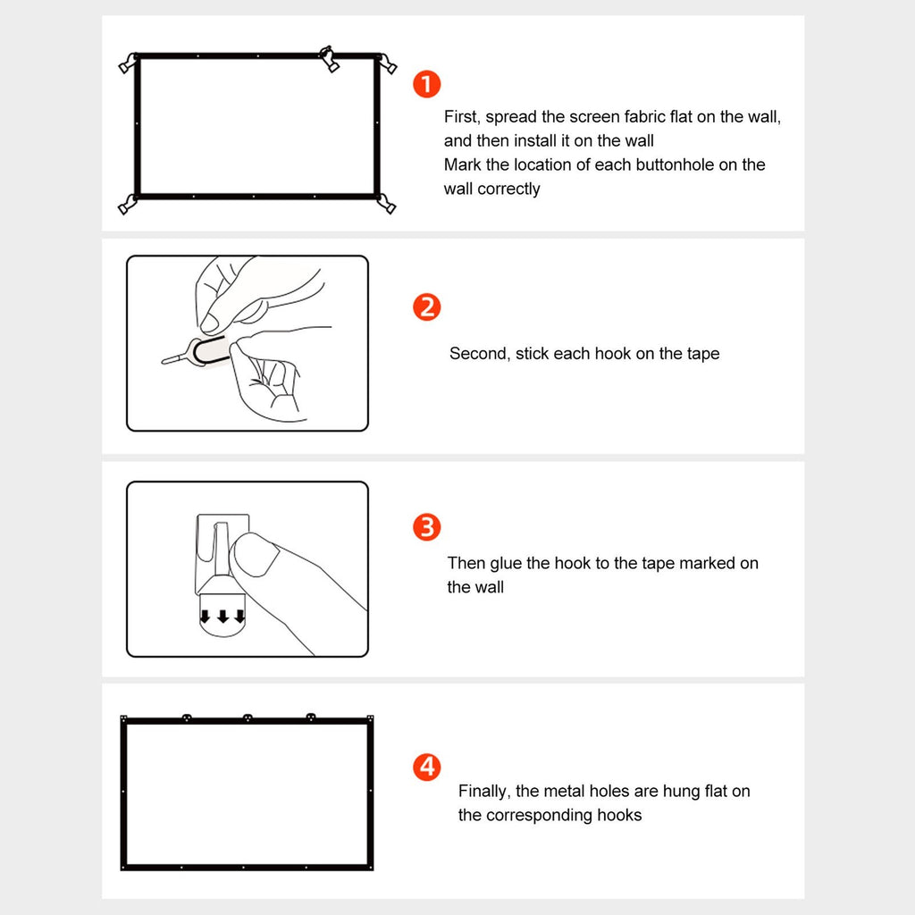84Inch Projector Screen 16:9 Hd Projection Screen With Hook For Indoor Outdo BAJ