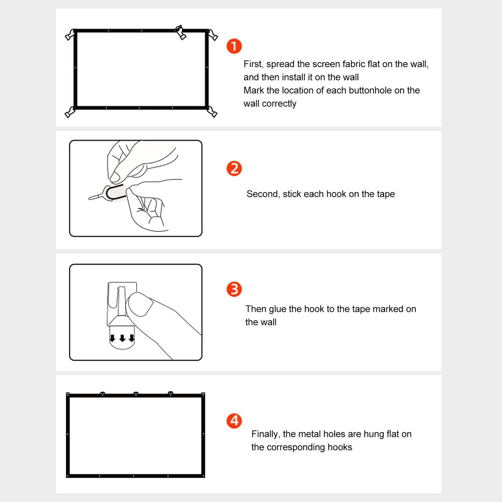 84Inch Projector Screen 16:9 Hd Projection Screen With Hook For Indoor Outdo BAJ