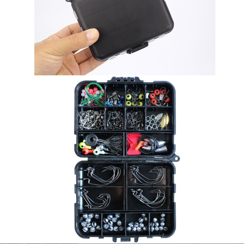 160* Sea Fishing Accessories Kit Set Jig-Hooks Swivels Clamp With Tackle Box