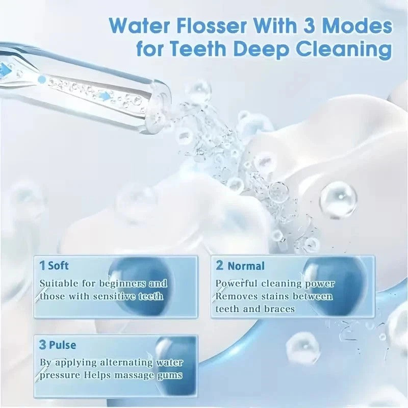 Cordless Dental Water Flosser with Jet 4 Tips Floss Oral Cleaner Irrigator Teeth