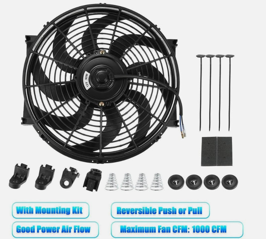7 Inch Slim 12V 80W Electric Radiator Fan Universal Push Pull Mount Cooling Fan