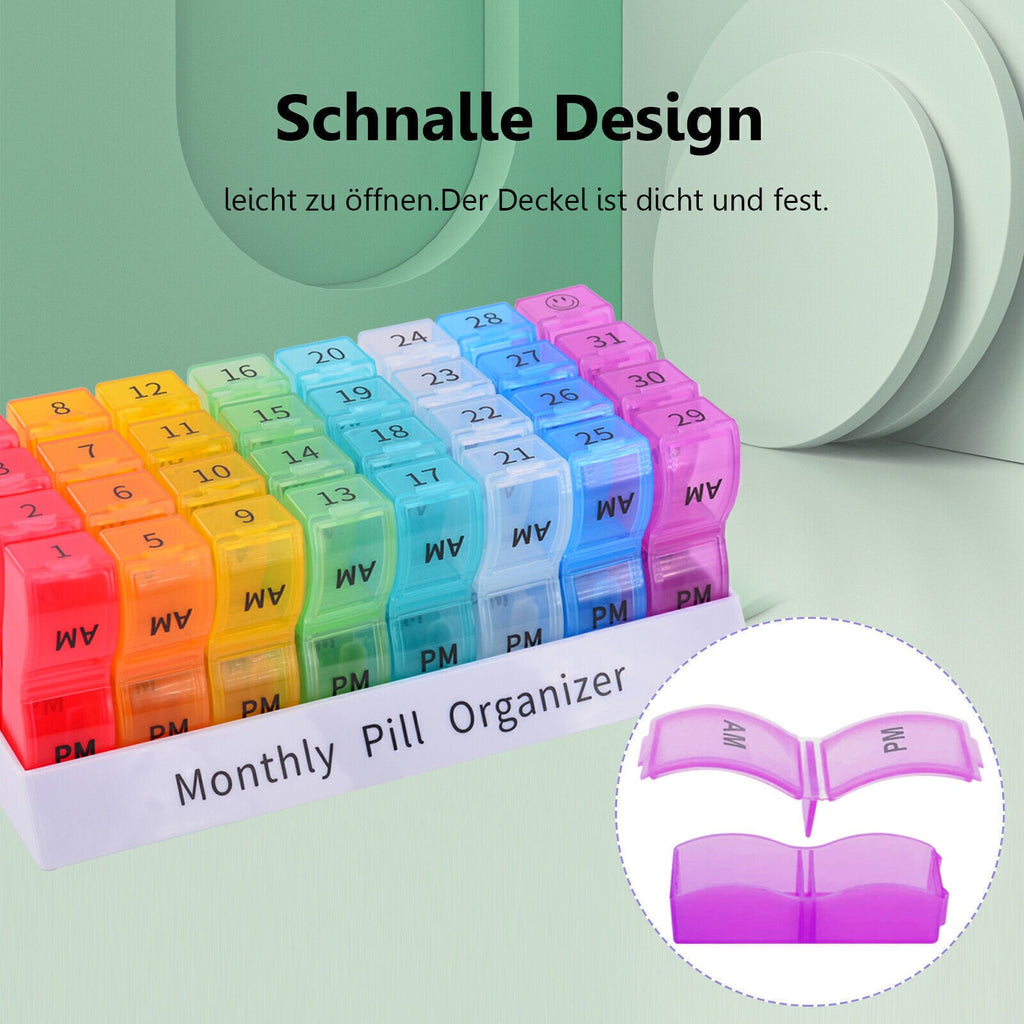 31 Day Pill Box Tablet Medicine Organiser Dispenser Monthly Daily Storage Case