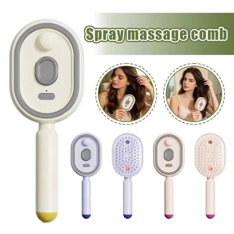 Electric Spray Air Cushion Massage Comb,Self-Cleaning Anti-Tangle Electric Brush