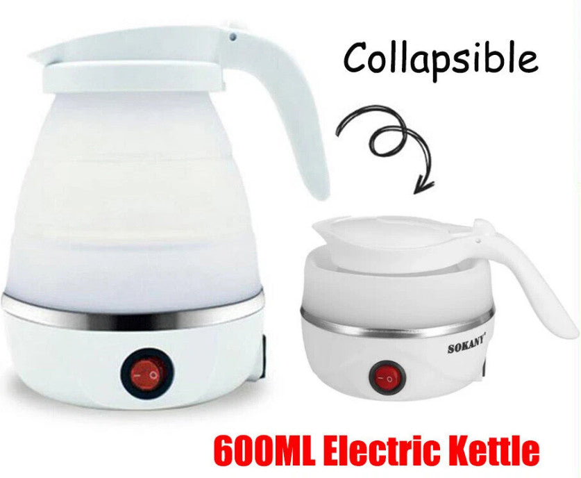 600ML Collapsible Travel Electric Water Kettle Folding Camping Caravan Silicone