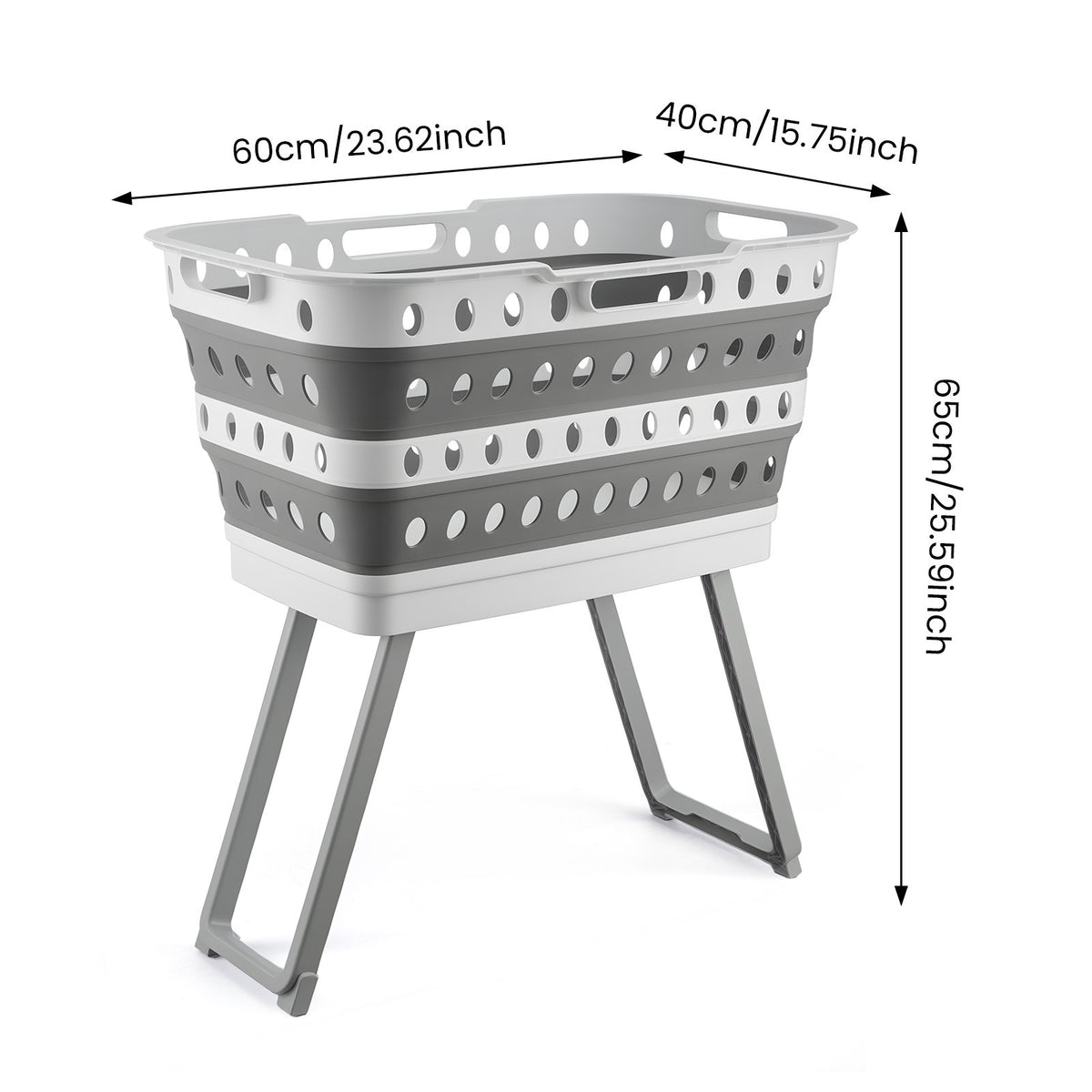 Large Capacity Foldable Laundry Basket with Standing Legs  Collapsible Hamper
