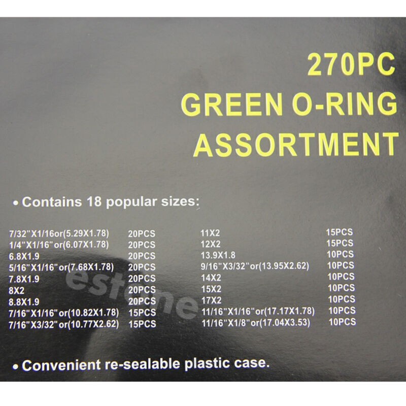 270Pcs 18 Size Air Conditioning Rubber O-Ring Seal Assortment Kit Air Con Green