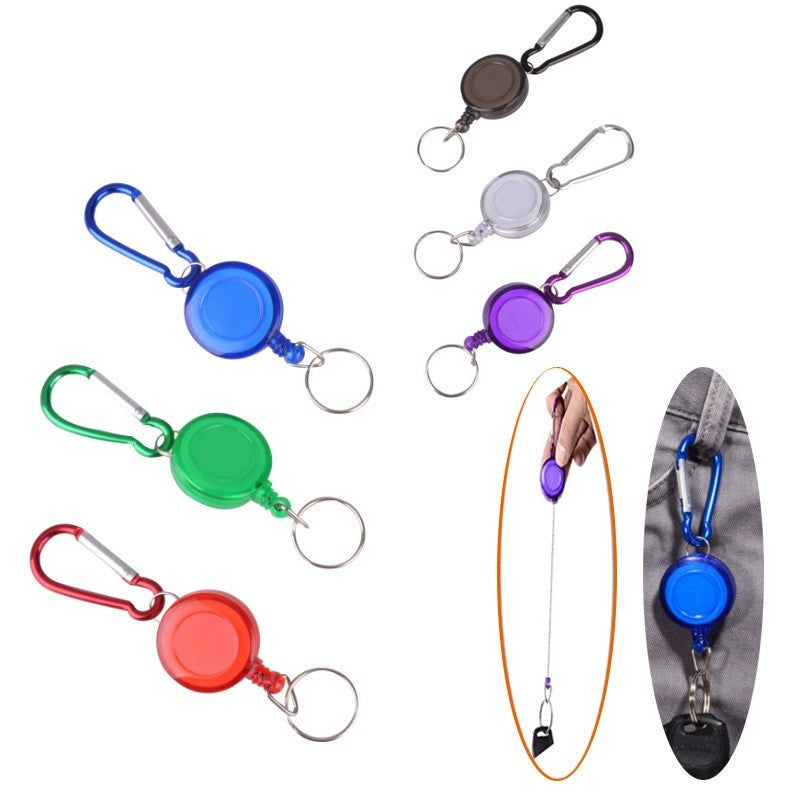 2 x Heavy duty Retractable Pull Badges ID Reel Carabiner Key Chain Cable Recoil