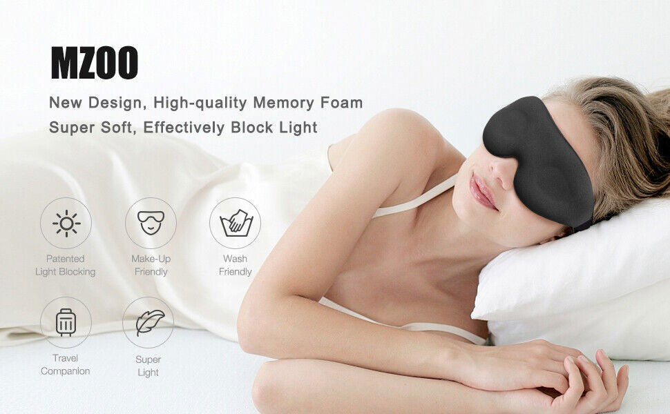 NEW Sleep Eye Mask 3D Contoured Cup Sleeping Mask & Blindfold Block Out Lig UK