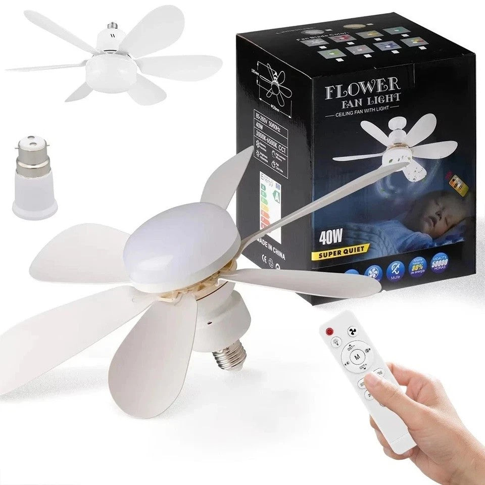 40W LED Ceiling Fan with Lights Dimmable E27 Bedroom Living Room Fan Lamp Modern