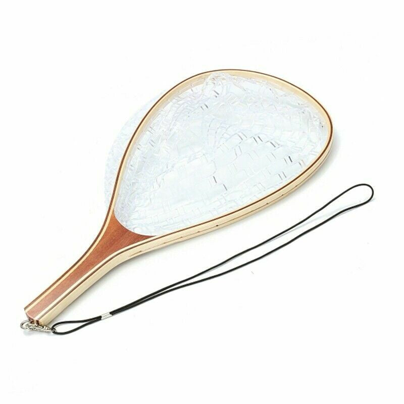 Wooden Handmade, Coarse fishing Rubber Fly Fishing trout/salmon Landing Net