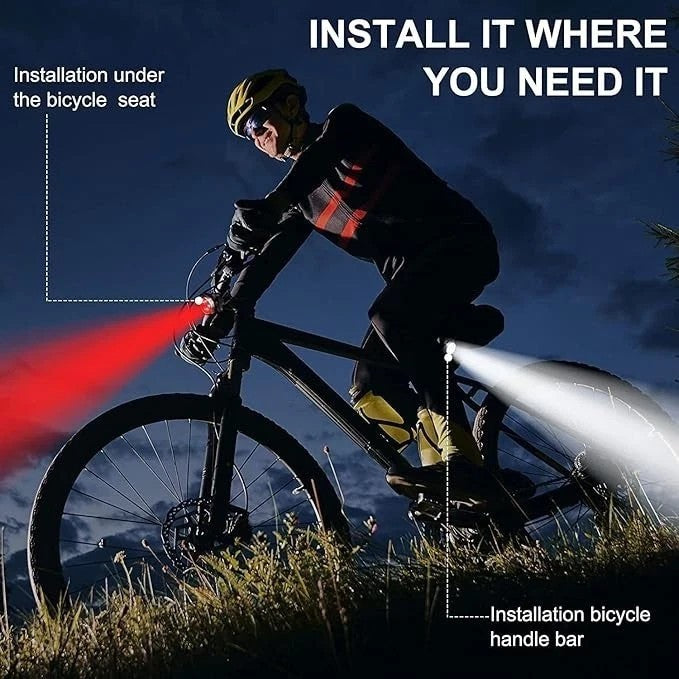 LED USB Rechargeable Mountain Bike Lights Bicycle Torch Front & Rear Lamp