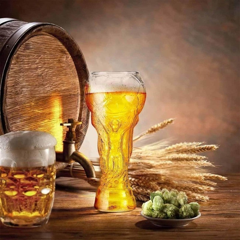 450/600/800ml Football Trophy Beer Glass Cup Shape Drinking Mug Clear~