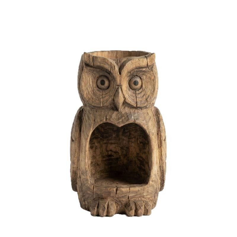 Resin Bird Feeder, Owl Shape Hanging Bird Feeder for Outside Funny Birds Feeders