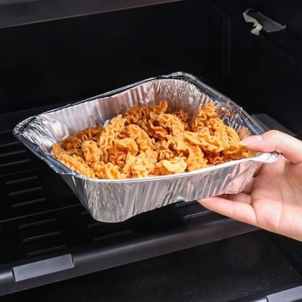 30pcs Oil-proof Air Fryer Aluminum Foil Tray For Baking Roasting Stackable