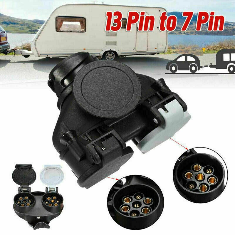 13 Pin To 7 Pin Twin N & S Short Towing Socket Adapter Trailer Caravan Lead Euro