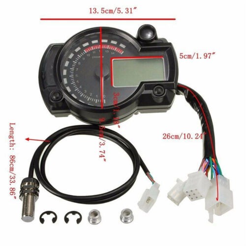 Motorcycle LCD Digital Speedometer Tachometer Gauge Motorbike Odometer Universal