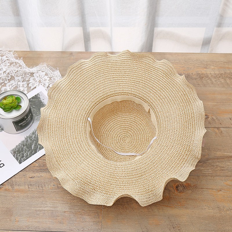 Womens Summer Sun Beach Floppy Floral Straw Hat Ladies Foldable Large Brim Hats