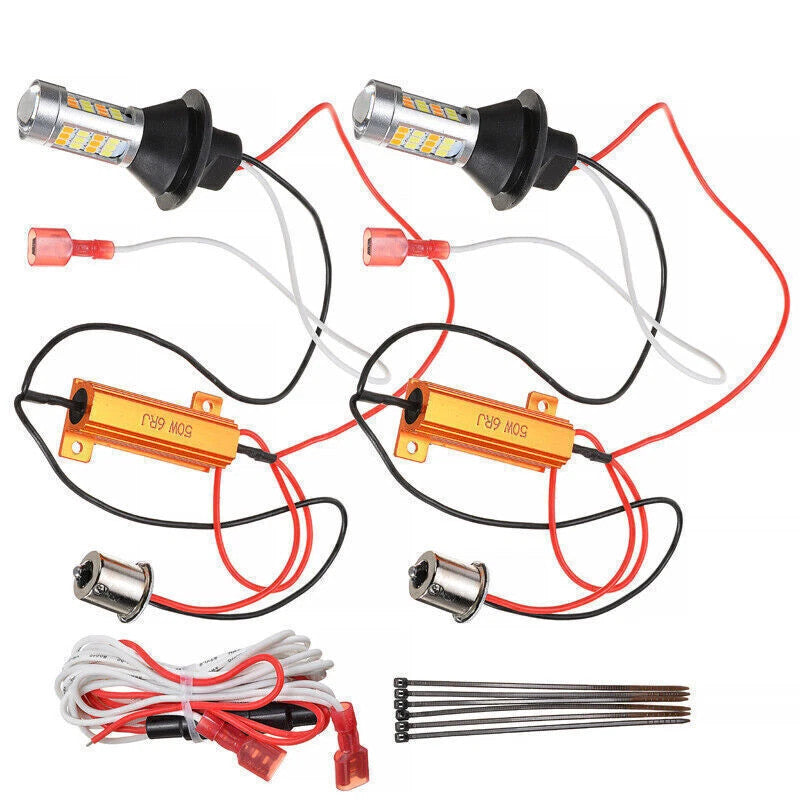 2x 1156 P21W S25 BA15S 42LED Switchback White DRL Amber Turn Signal Light