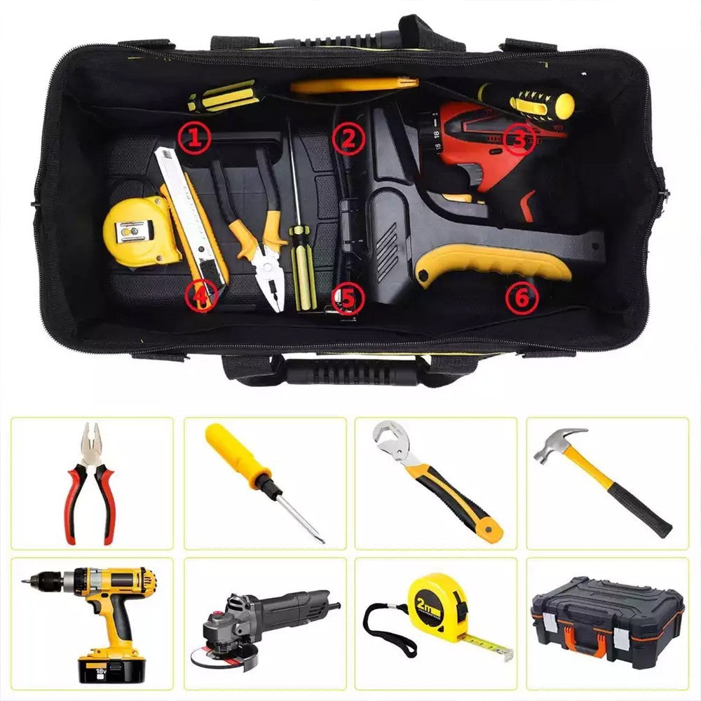 20" Multifunctional Tool Bag Heavy Duty Hard Base Storage Case w/Shoulder Strap