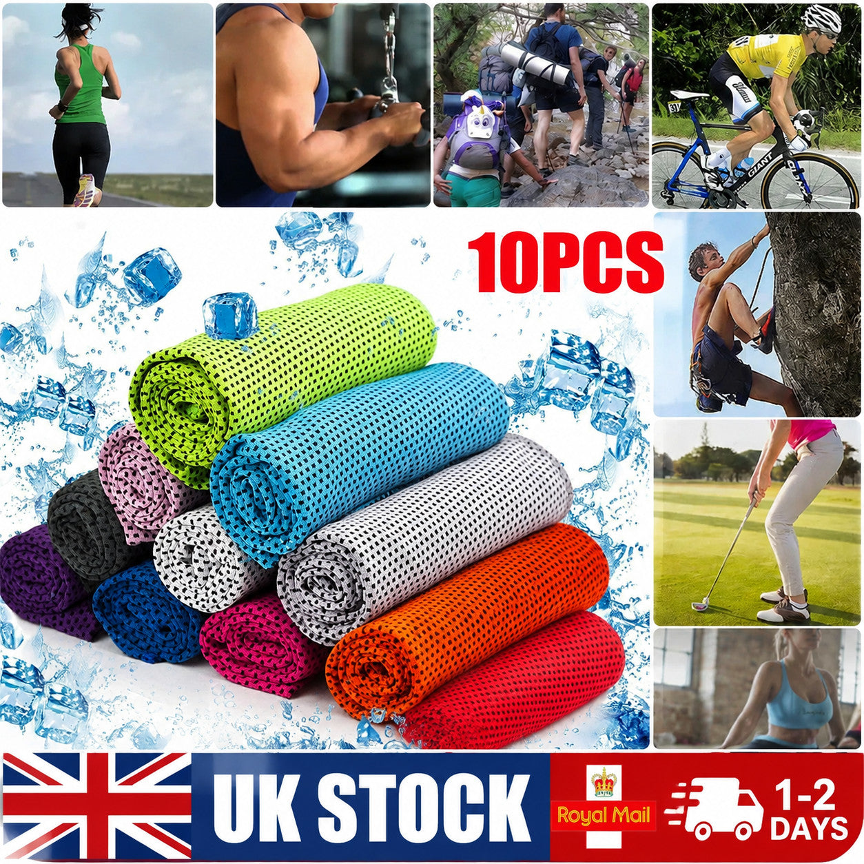 10x Instant Cooling Towel ICE Cold - Running Cycling Jogging Gym Sports Outdoors