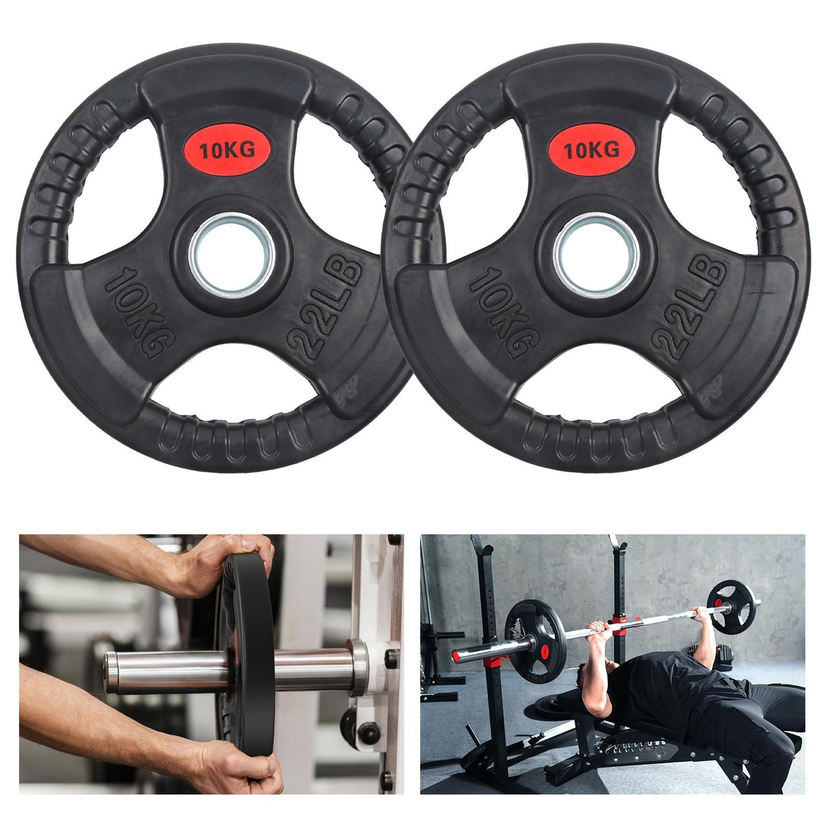 Weight Plates Set Pair Cast-Iron 2" Hole Disc Dumbbell Olympic Barbell Weights