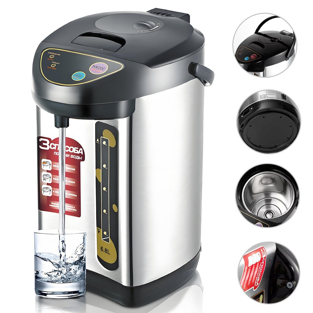 6.8L Hot Water Dispenser 304 Stainless Steel 3 Temp Settings Auto Shut-off LED