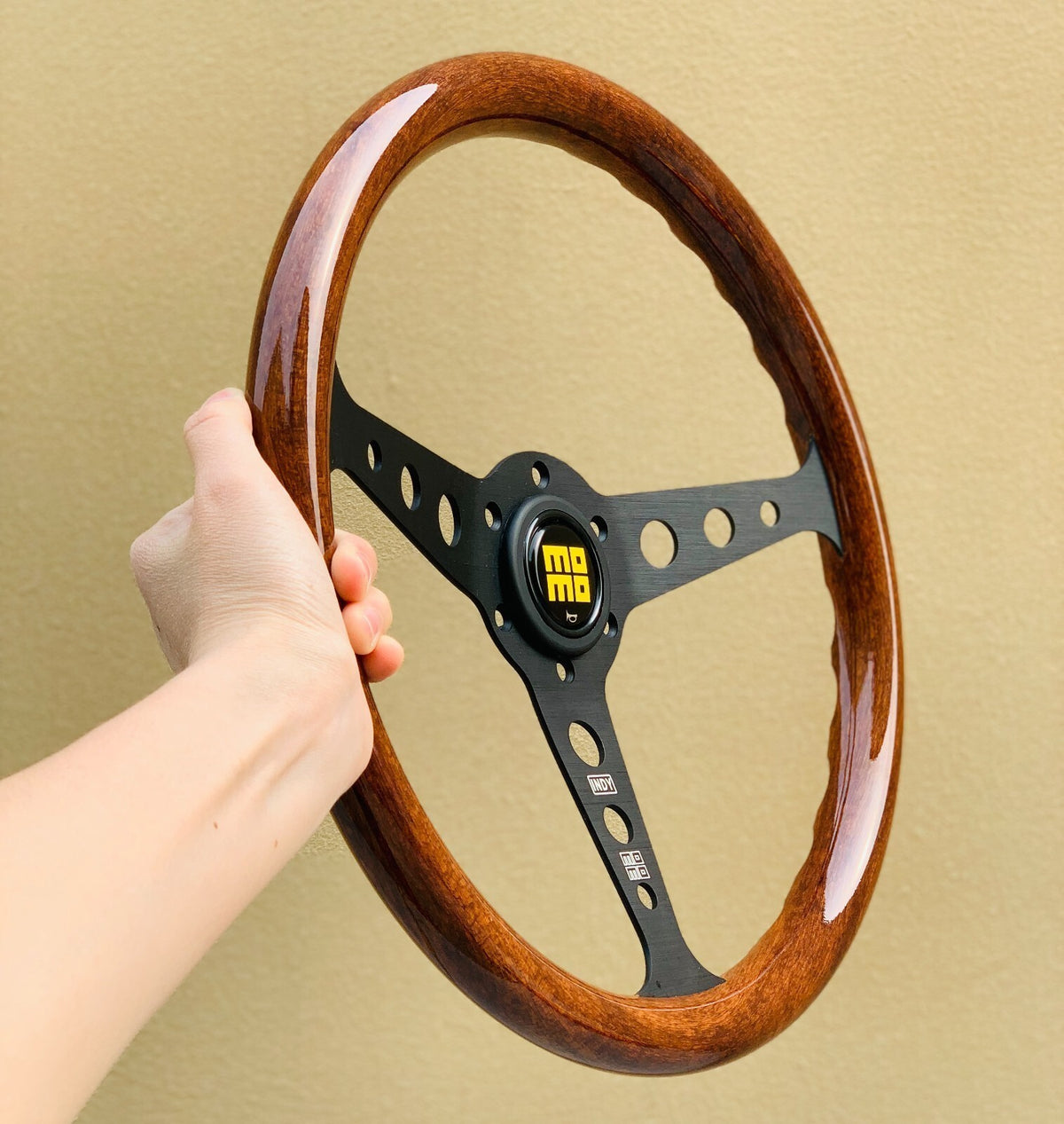 350mm Black For MOMO Heritage Indy Woodgrain Mahogany Wood Steering Wheel