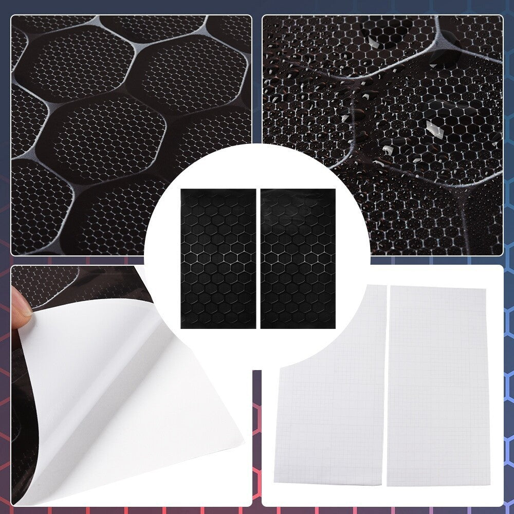 2x Car Center Pillar Honeycomb Print Window Door PVC B-Pillar Decals Wrap Black