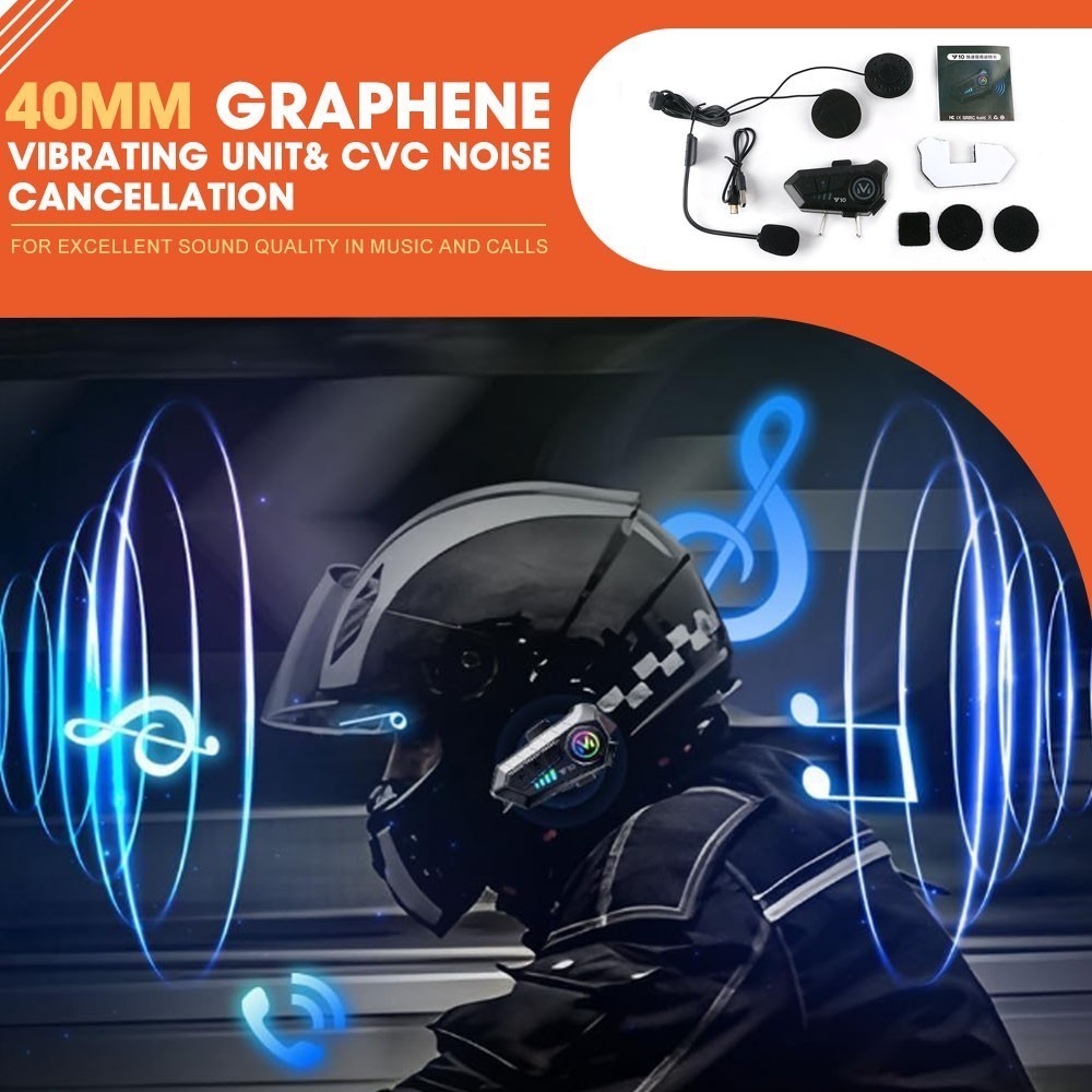 2x Bluetooth Motorcycle Helmet Headset Intercom Wireless Motorbike Headphone