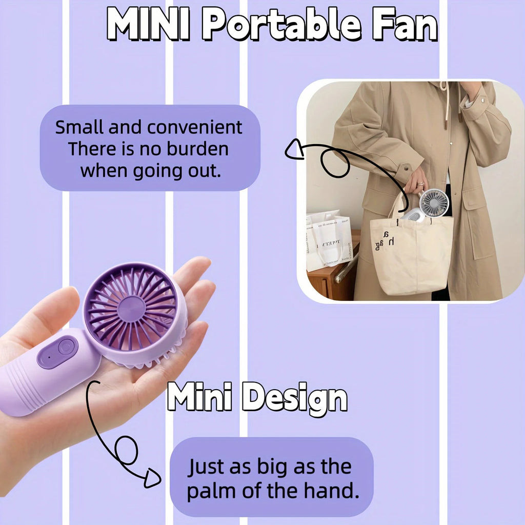 USB Rechargeable Mini Fan 3 Speed Portable Handheld Travel Cooling Fan.