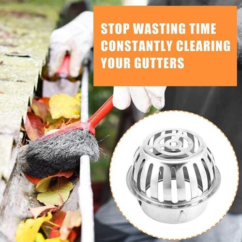 STAINLESS STEEL GUTTER DOWN PIPE OUTLET BALLOON LEAF GUARD TRAP FILTE