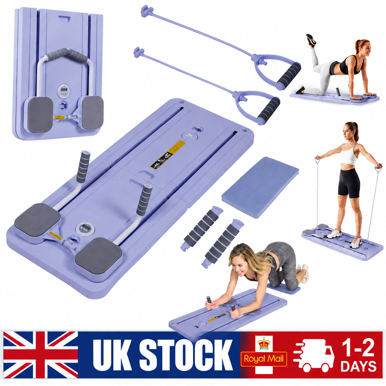 8 in 1 Fitness Board Pilates Reformer Foldable Multifunctional for Home Workouts