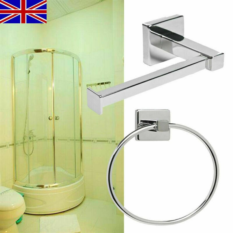 Polished  Bathroom Toilet Roll Holder and Towel Ring Set Fittings
