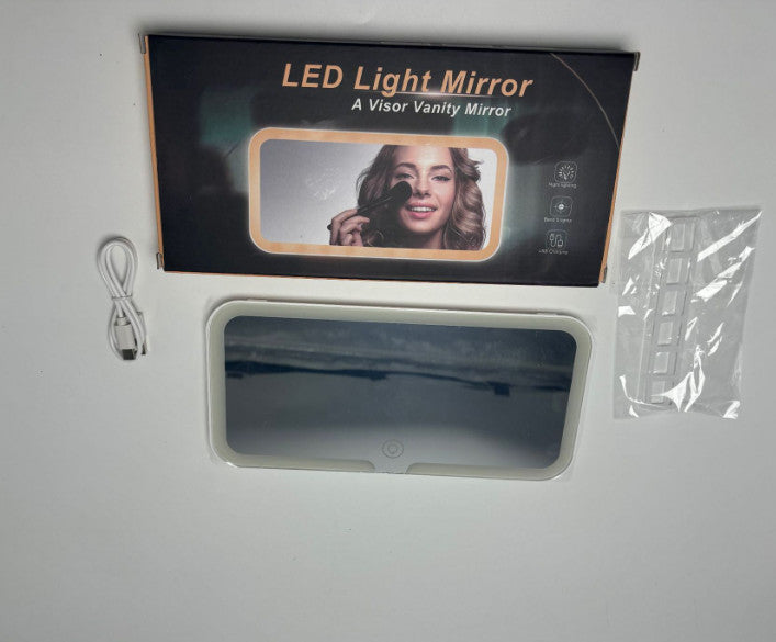 Car Interior Mirrors Sun Visor Plate LED HD Makeup Mirror for Girls Women