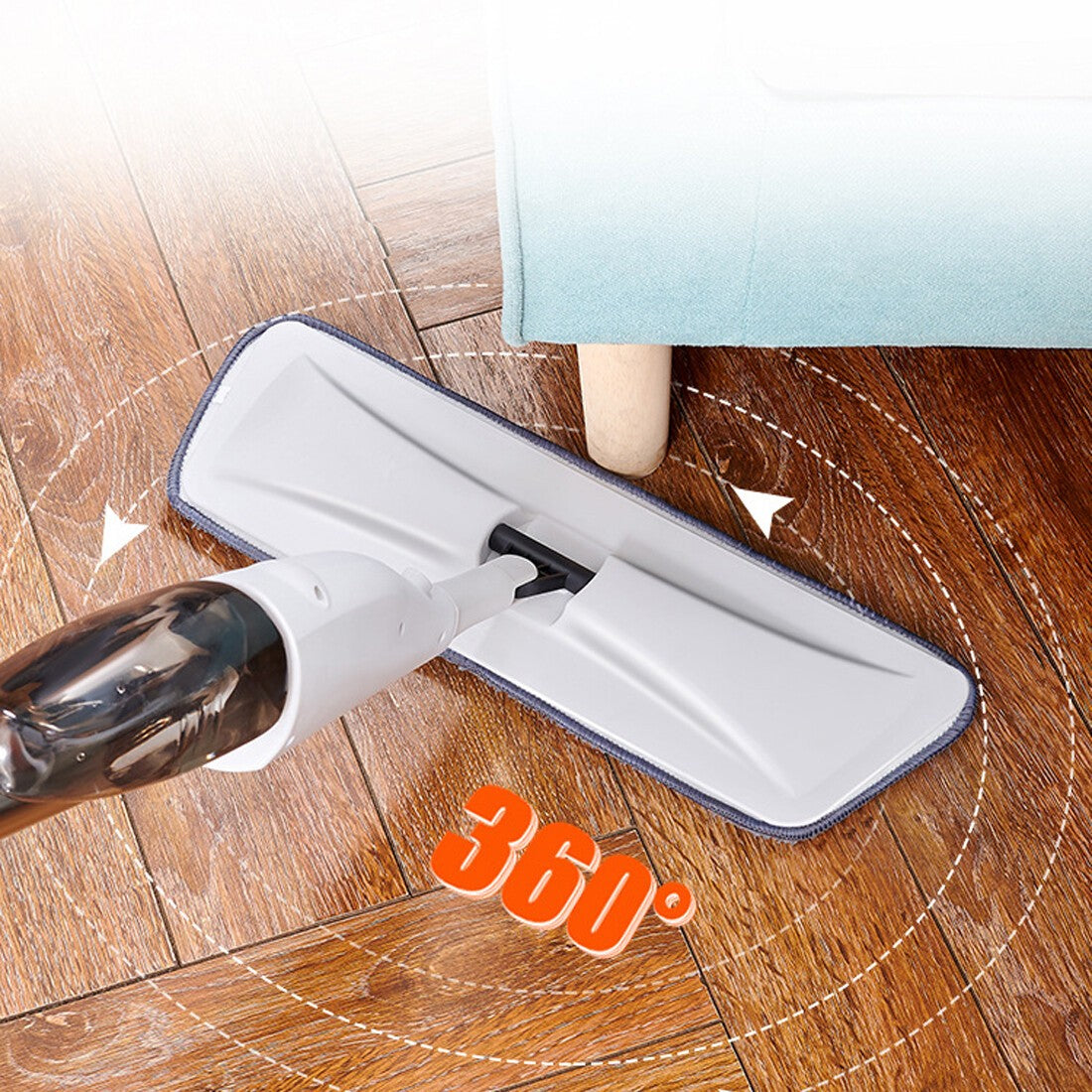 Floor Cleaning Spray Mop 350ml Bottle Tank & 5 Washable Microfibre Mop Pads