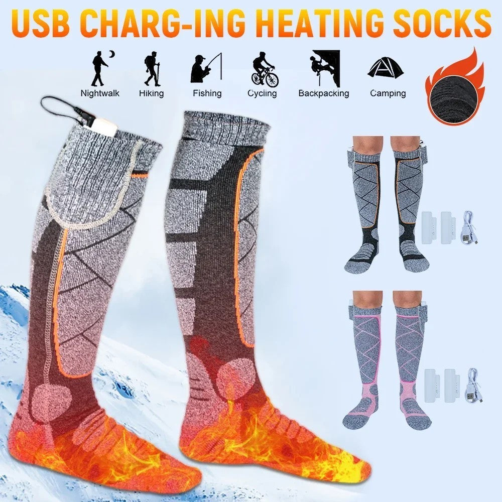 4400mAh Rechargeable Heated Socks for Men Women,Washable Electric Warming Sock