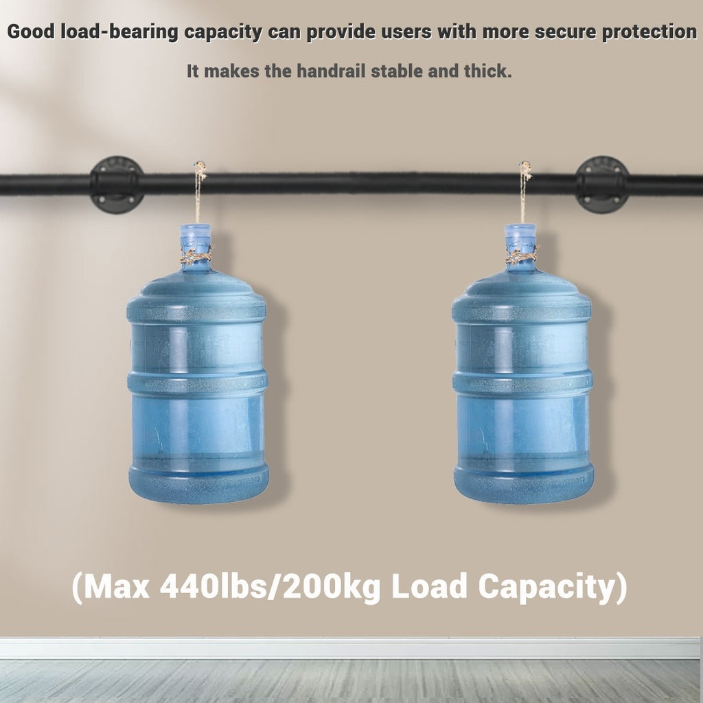 Industrial Pipe Stair Handrail Wall Mounted Grab Rail Staircase Banister Support