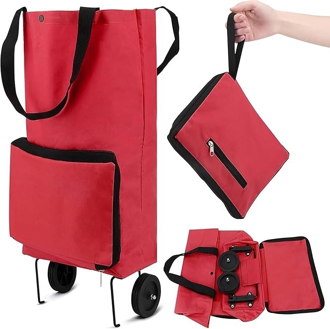 Collapsible Rolling Shopping Bag W/ Wheels Reusable Folding Cart Trolley NEW