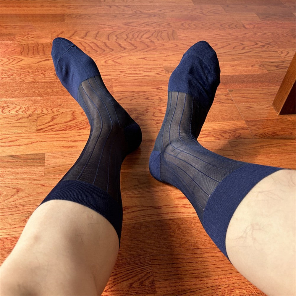 Men's Ultra Thin Sheer Socks 80% Polyamide 20% Spandex for Formal Dress Wear
