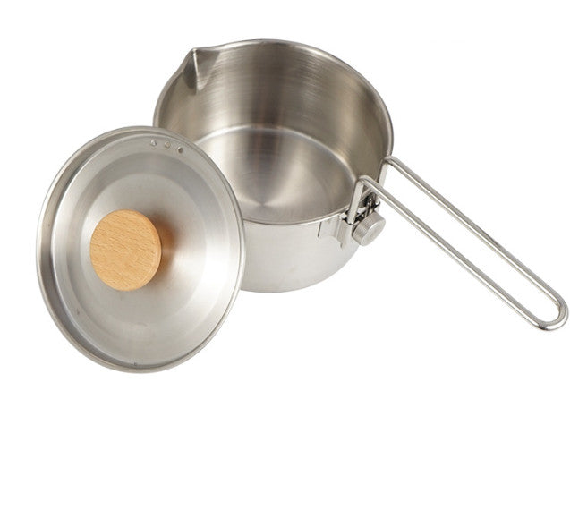 New Camping Pot 304 Stainless Steel Portable Camping Kettle With Foldable Handle