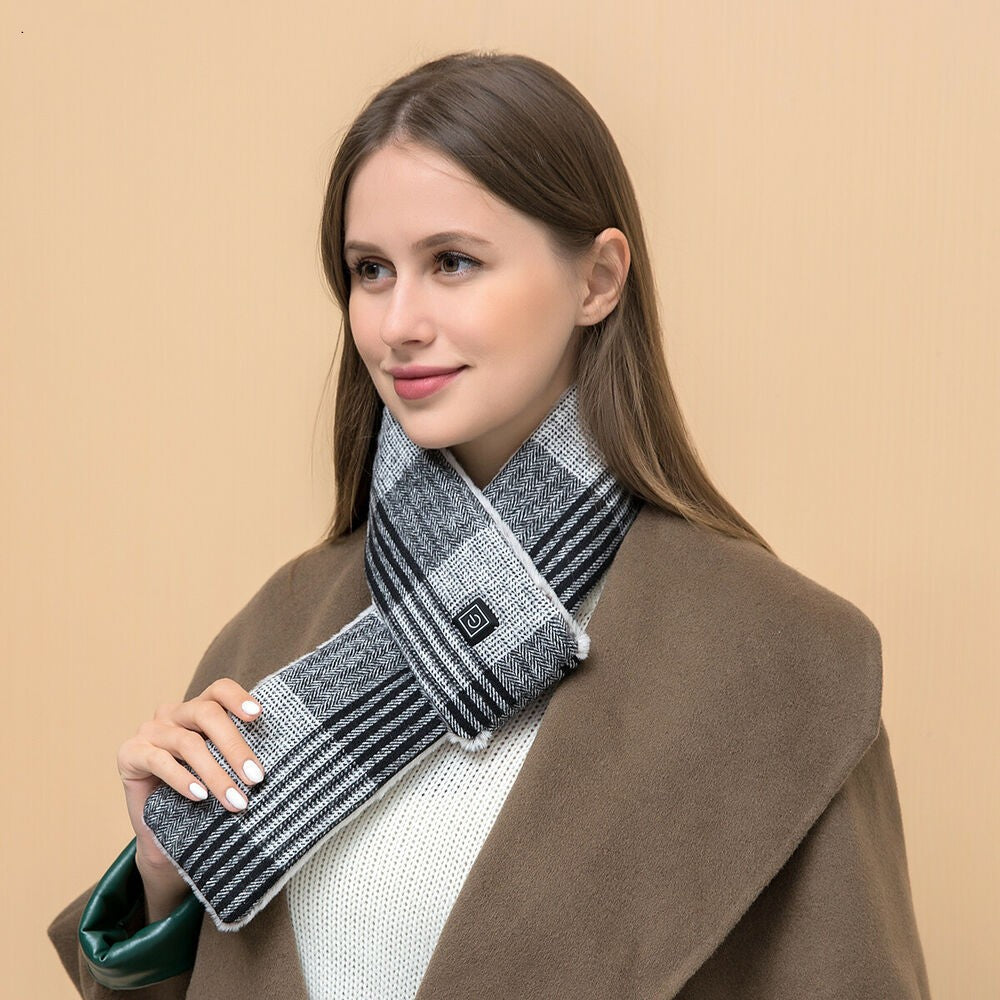 Electric Heated Thick Scarf Winter Neck Warmer Shawl Soft USB Heating Man Woman