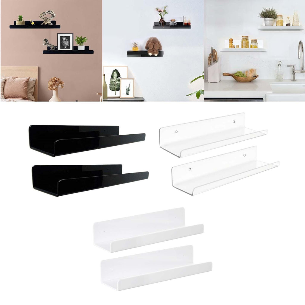 2x Acrylic Floating Wall Shelves Wall Display Shelves Wall