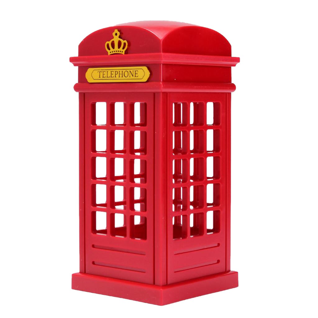 Red London Telephone Booth Night Light Bedside LED Table Lamp USB /Battery